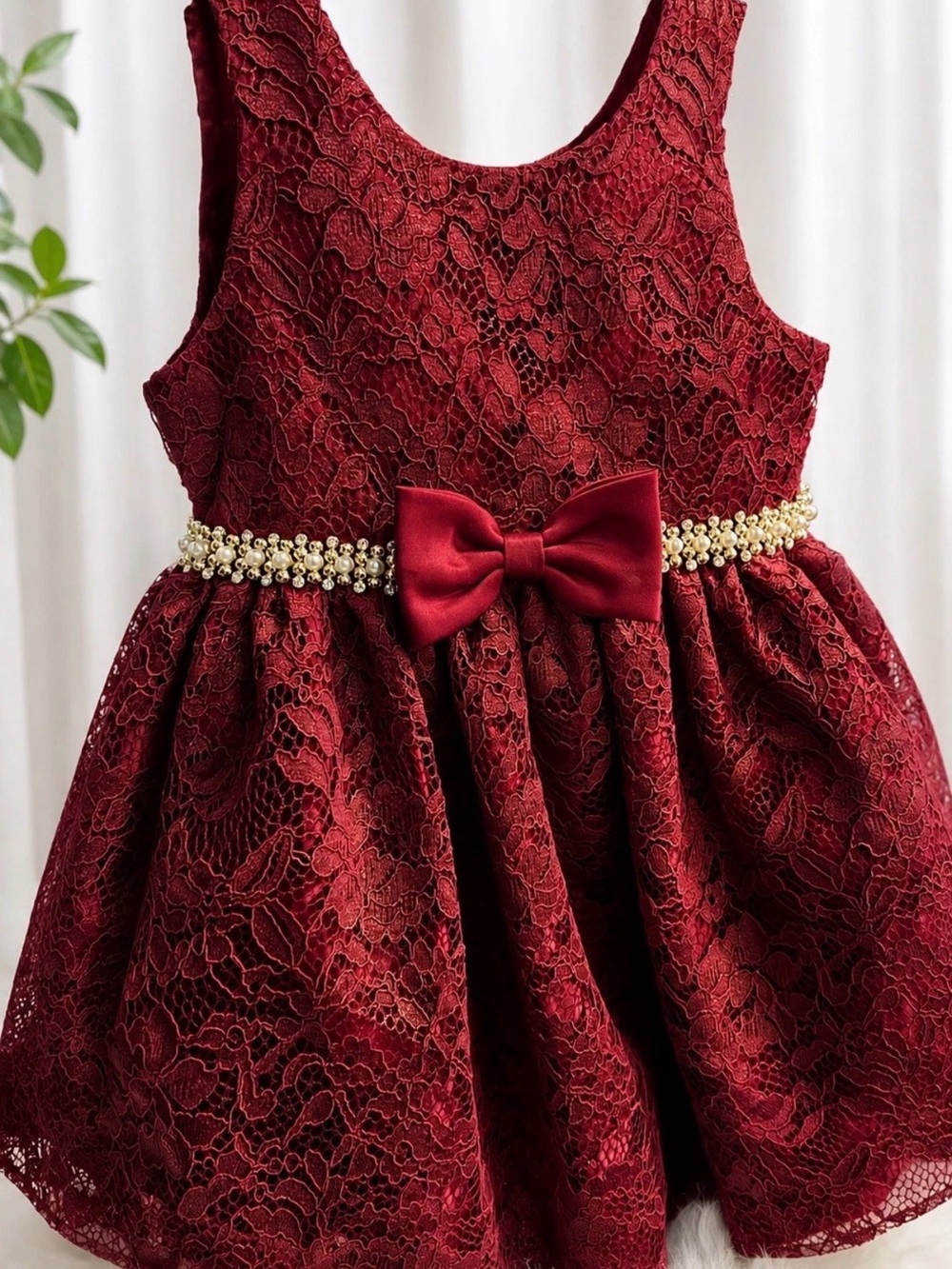 American Princess Girls 3T Burgundy Lace Holiday Party Dress